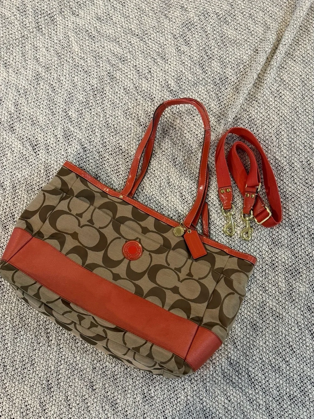Coach Brown Signature Canvas Diaper Bag